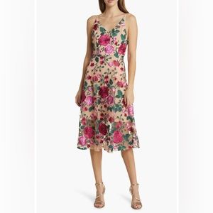 Sam Edelman V- Neck Floral Prom wedding guest Women’s 12 embroidered midi dress
